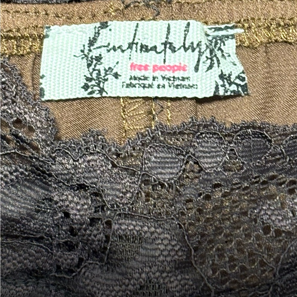 Intimately Free People Brown Satin Lace-Trim Camisole Top M - Picture 4 of 4